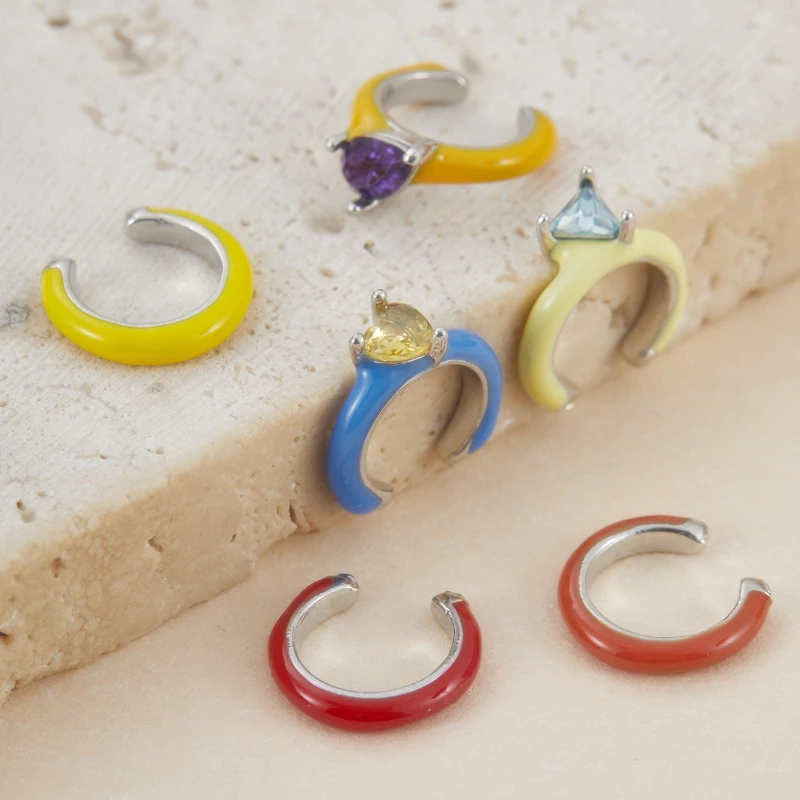 6 Pieces/set of Fashionable Rainbow Colored Women's Earrings Jewelry Gifts Suitable for Daily Wear Without Ear Holes