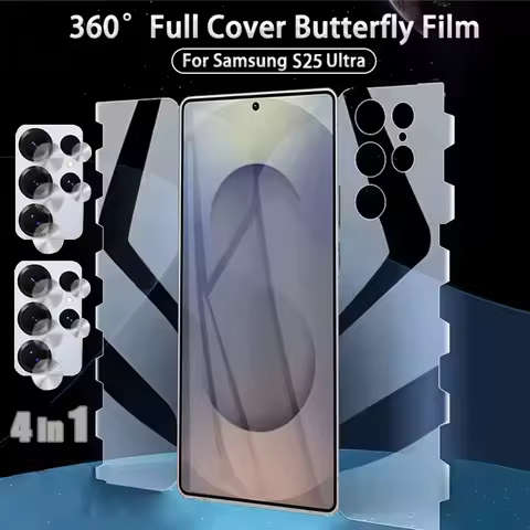 4in1 Full Cover Butterfly Hydrogel Film For Samsung Galaxy S25 S24 S23 S22 S21 Ultra S20 FE Note 9 10 Plus Lens Screen Protector
