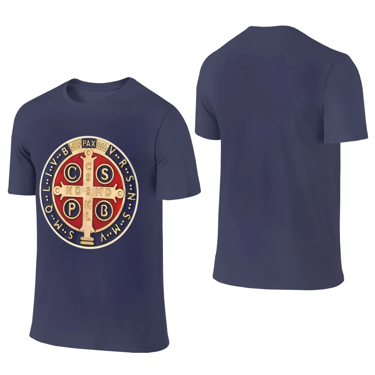 The Medal Of Saint Benedict Saint Benedict Oversize Reversible T-shirt Sports Minimalist   Men's T-shirts