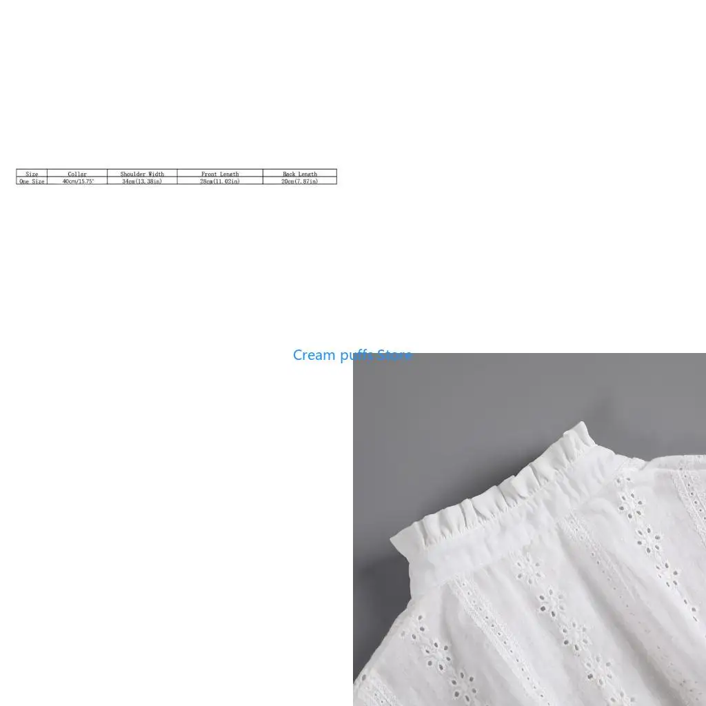 50LE Women Lace Stand Neck Fake Collar Blouse Vintage Hollow Floral Detachable Dickey Half Shirt Clothes Accessories