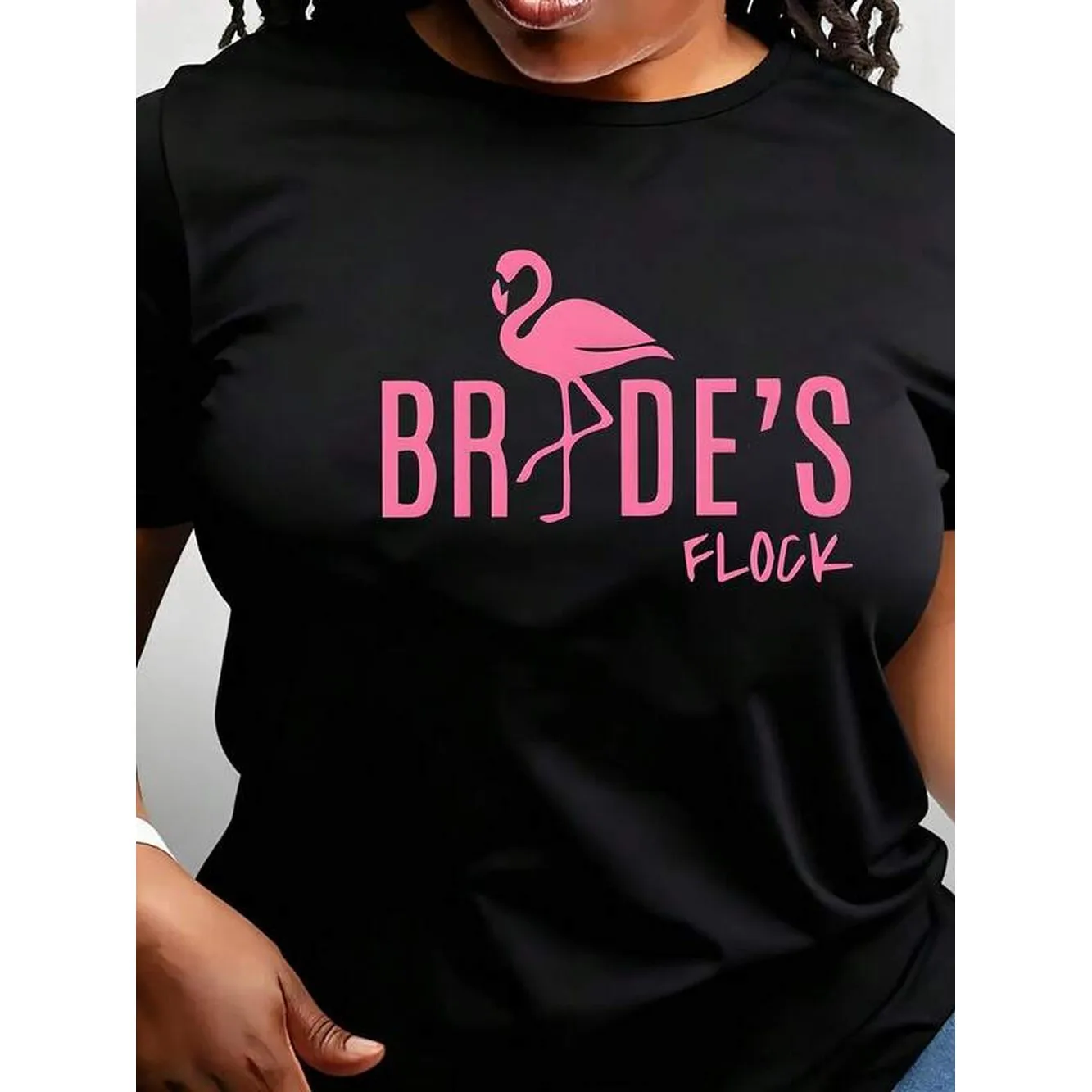 Camisetas informales con cuello redondo para mujer, diseño de flamencos, camiseta divertida para despedida de soltera, camiseta con estampado gráfico, ajuste cómodo, perfecta para despedida de soltera