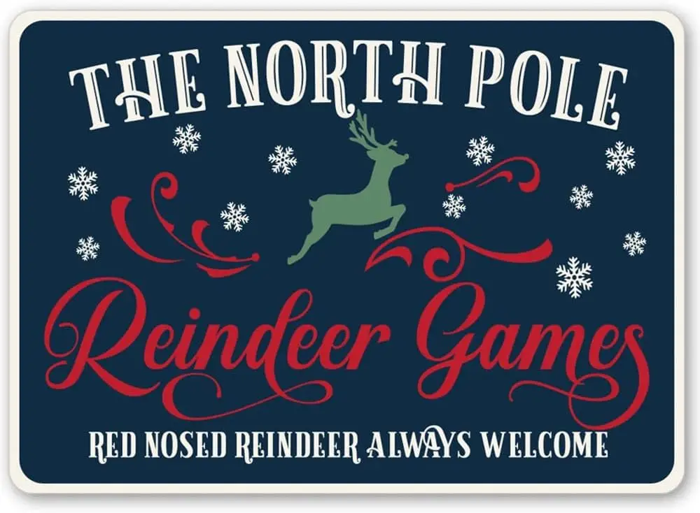 علامة الرنة في القطب الشمالي، علامة الرنة، علامة الرنة، علامة عيد الميلاد اللطيفة، علامة للعطلات، علامة القصدير المعدنية العتيقة