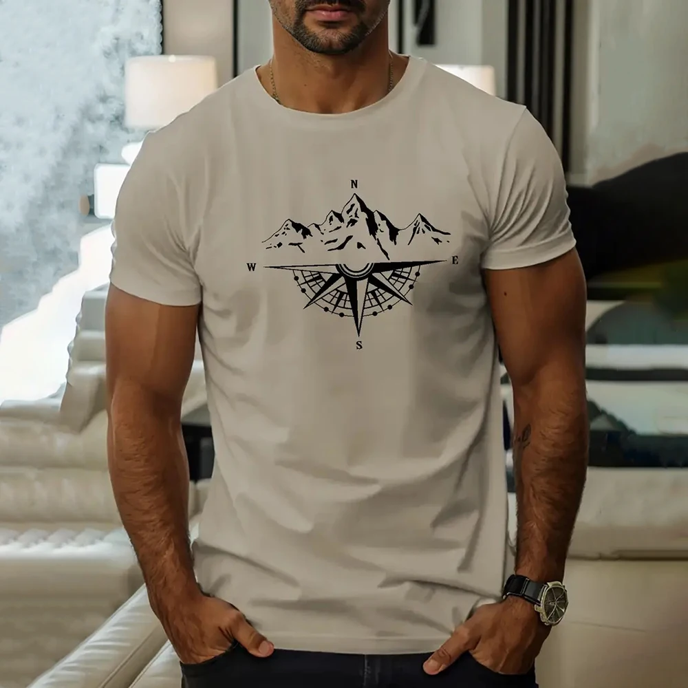 

Vintage Men's T Shirt Summer Casual Short Sleeve Pattern Print Top Street Crew Neck T-Shirts Male Oversized Clothing Pullover