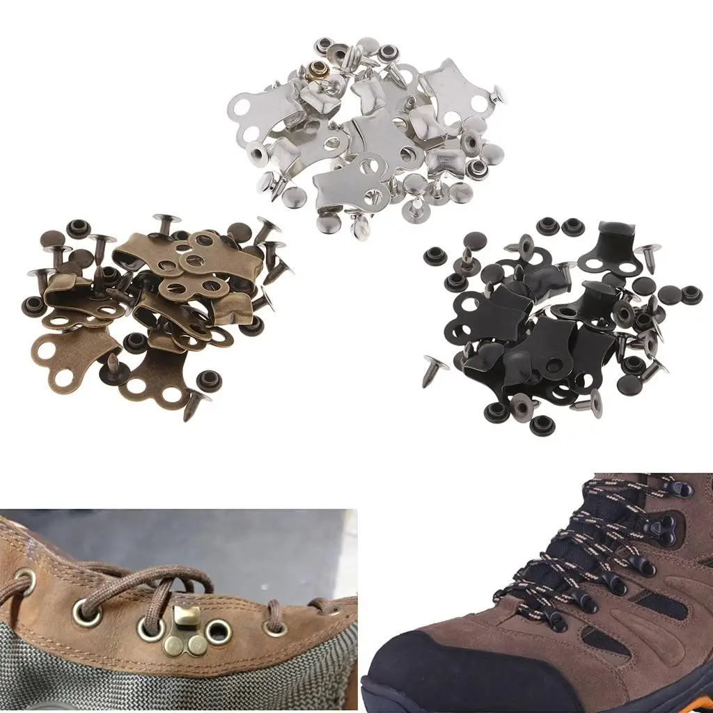 10 sets of copper boot lace hooks for hiking, climbing, repair buckle