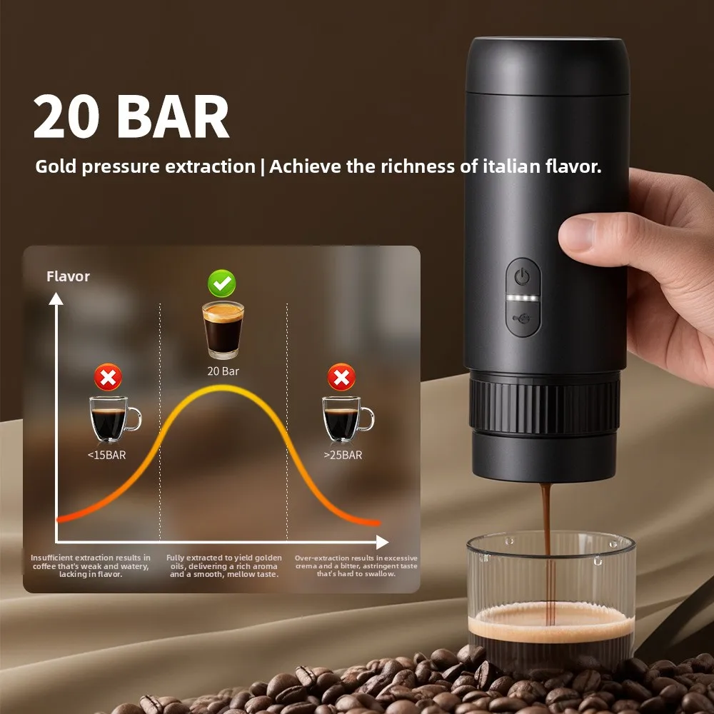 مجموعة ماكينة القهوة الإيطالية المحمولة المصنوعة من الفولاذ المقاوم للصدأ 2 في 1 مستخلص كبسولة مركزية مكتب منزلي صغير خارجي #3