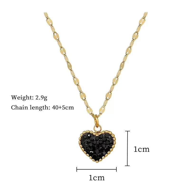 EILIECK Neue Herz-Liebes-Halskette mit Kubischem Zirkonia, Edelstahl Mode-Collier, Schmuck für Frauen, Bijoux Femme Geschenk – Detail 11
