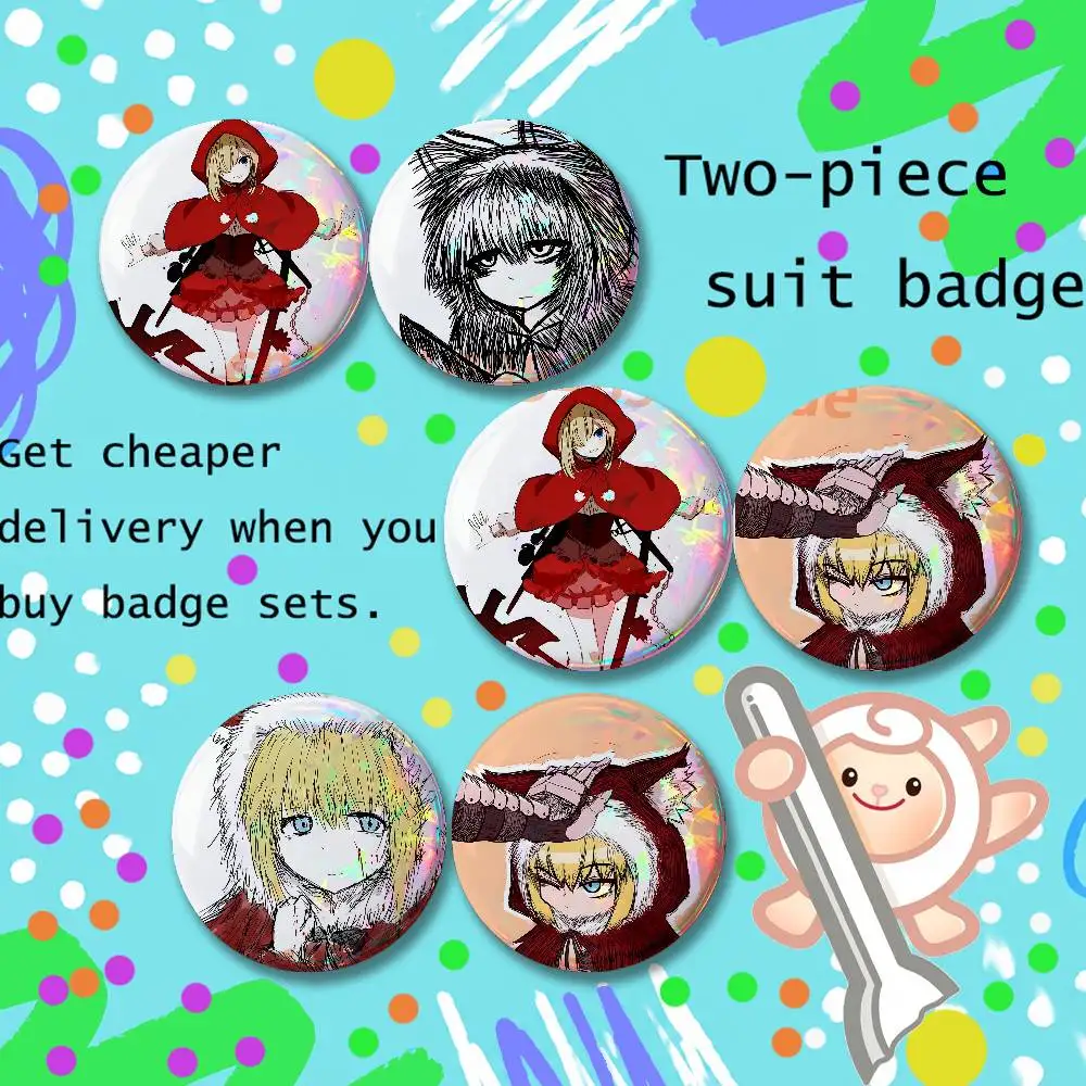 Game Black Souls Anime Little Red Riding Hood 2-piece set Pins Backpack Clothes Jewelry Cartoon Round Brooch Button Badge Gifts