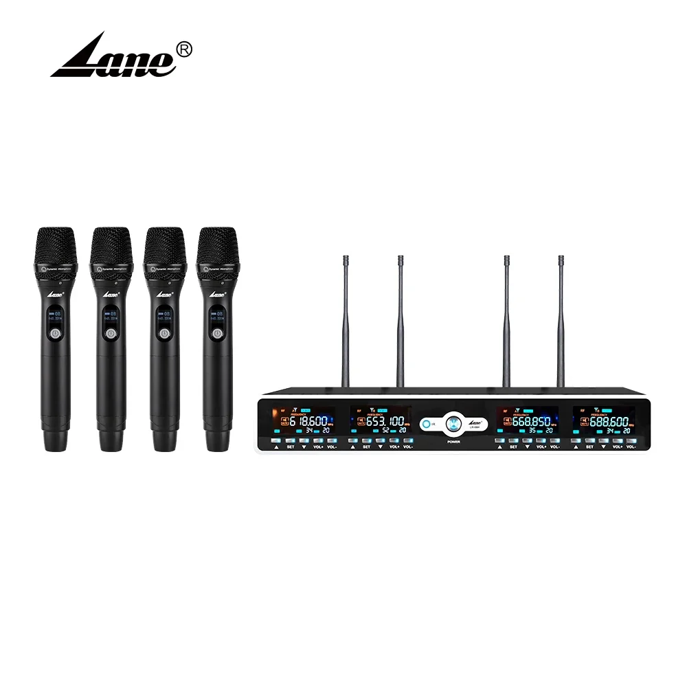 Lane LR-664C Good Quality Gooseneck Table UHF 4 Channel Digital Selectable Universal Wireless Conference Microphone System