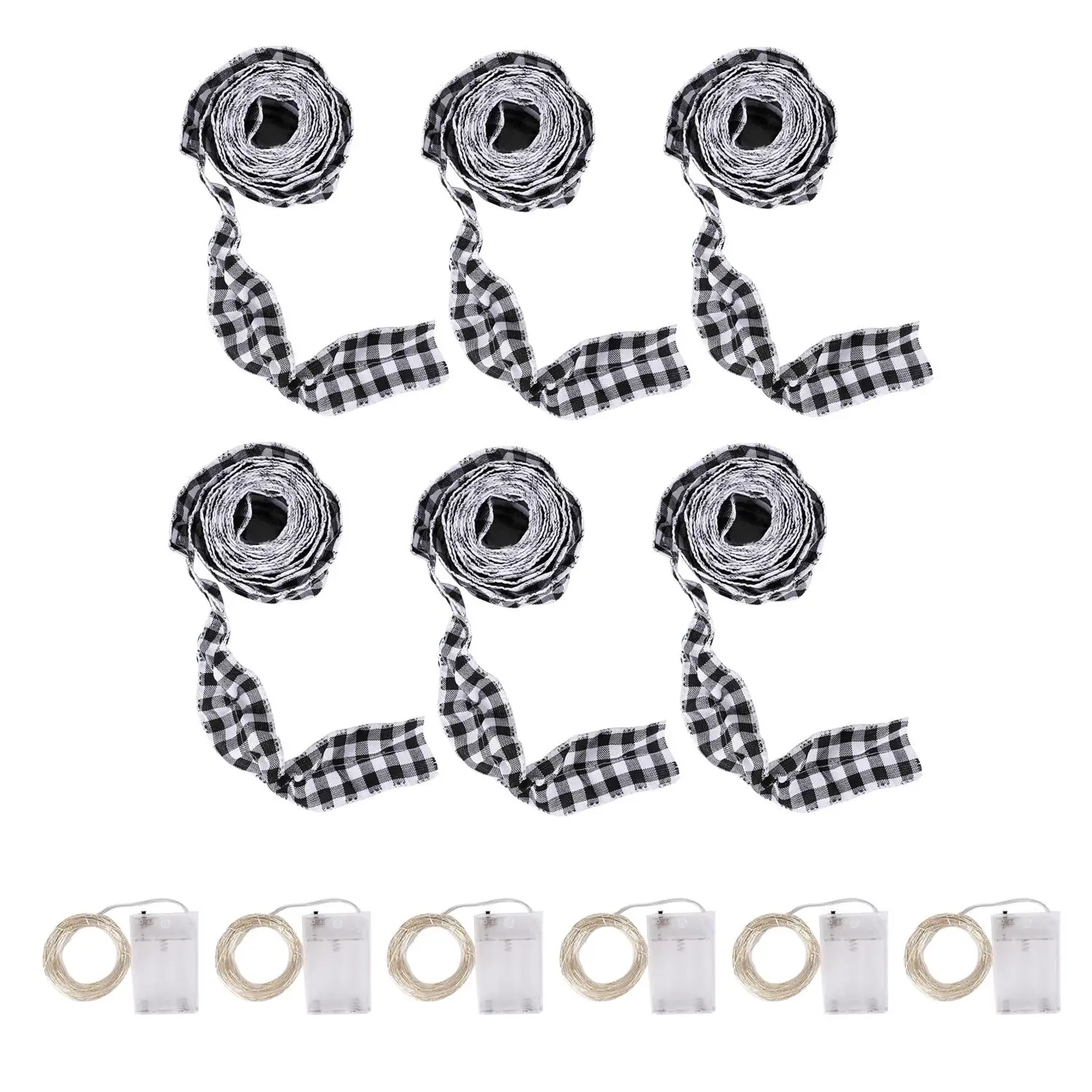 6 لفات LED ريفي شجرة عيد الميلاد جارلاند الشريط الحرفية مع أضواء LED لزينة عيد الميلاد-AT36