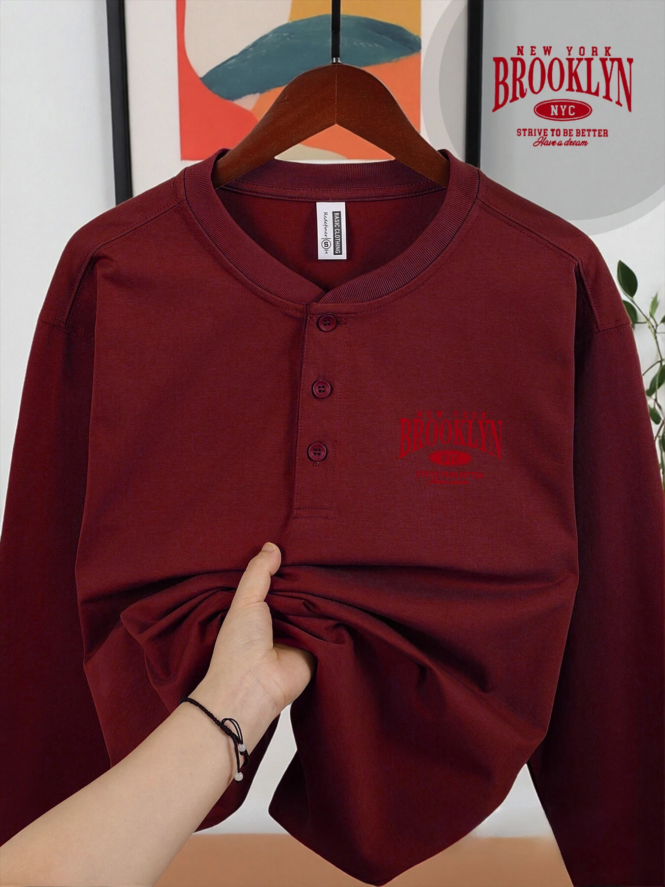 بروكلون نيويورك إلكتروني طباعة الذكور هنري قمصان الخريف قميص الأعمال بلايز عادية عالية الجودة الجلد ودية موضة الملابس