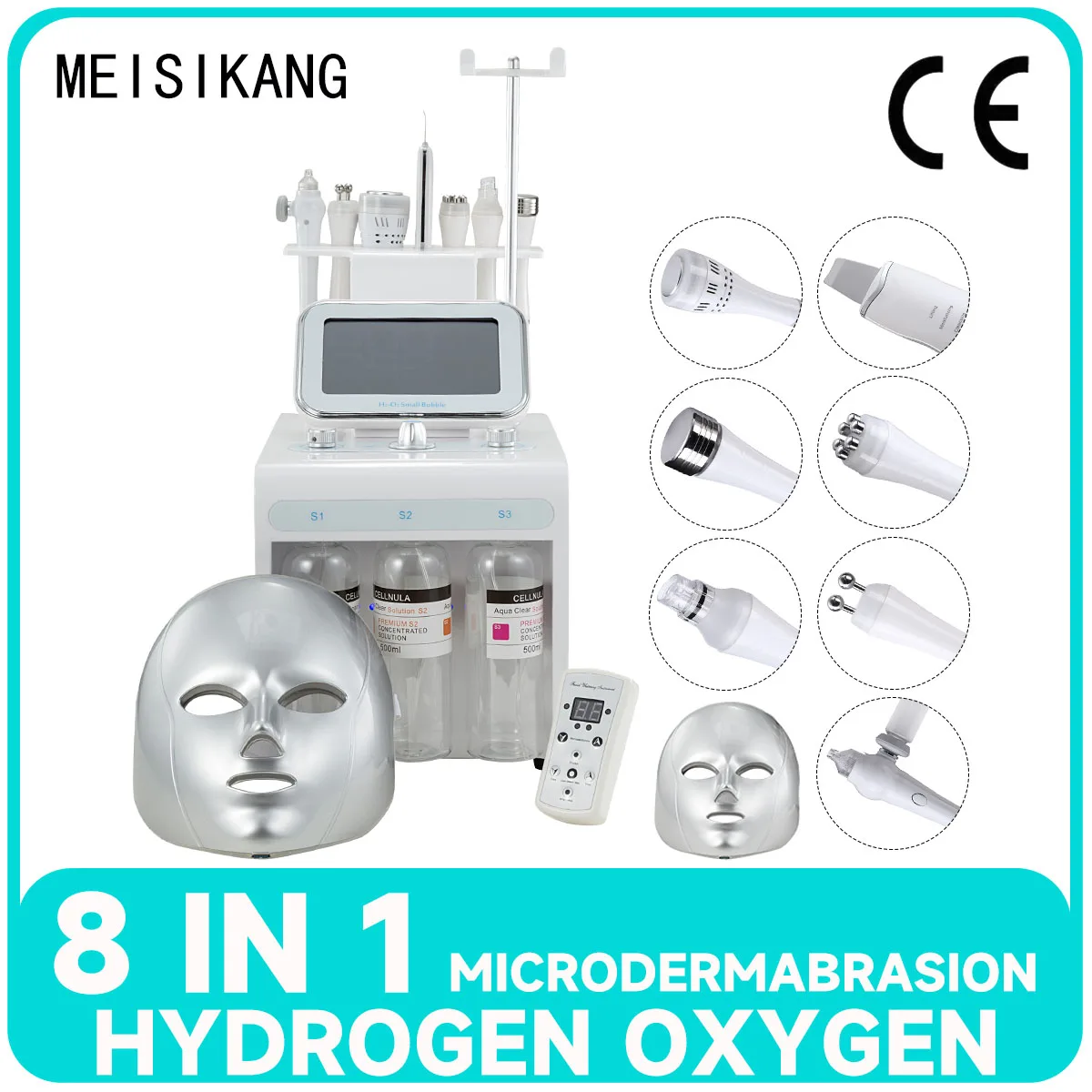 

MEISIKANG Aqua Peeling Machine 8 in 1 Beauty Salon h2o2 Hydropeeling Hydrogen Purification Bubble Machines Facial Device