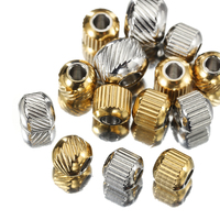 50pcs Stainless Steel Beads Gold Color 4mm 6mm Ridged Cyclinder Tube Spacer Loose Beads for Jewelry Making DIY Findings