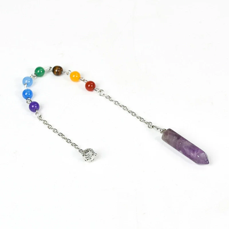 2pcs Chakra Beads Chain DIY Pendulum Divination Dowsing Making Lobster Clasp Crystal Therapy Wicca Reiki Pendant Jewelry Finding