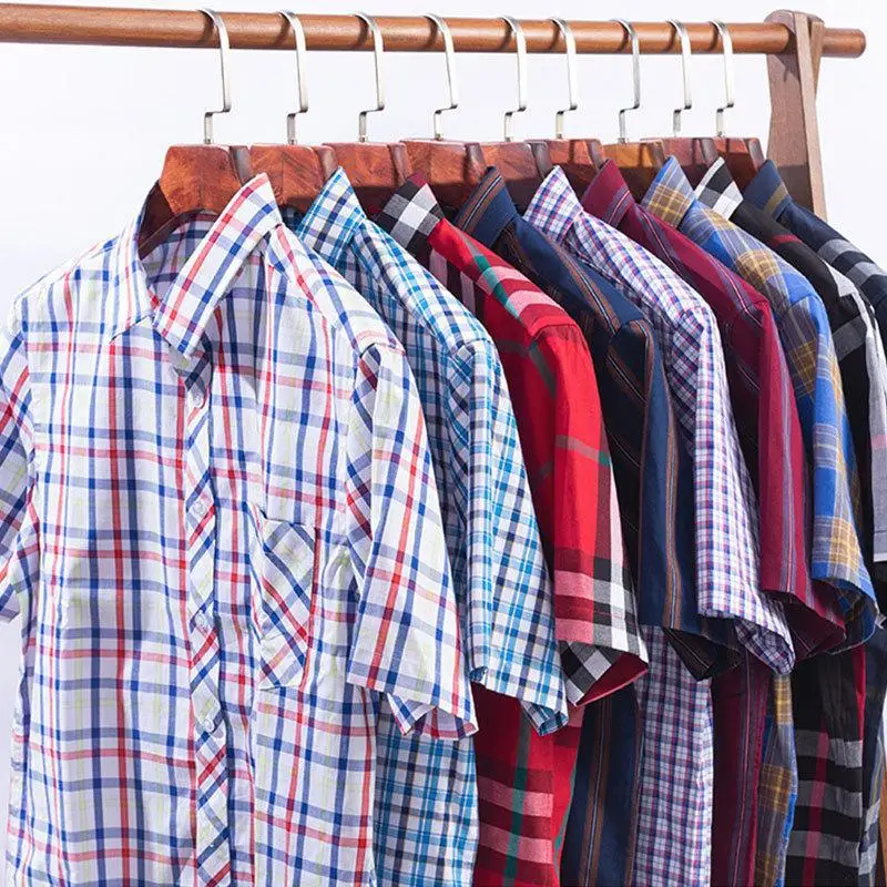 Summer 7XL 8XL plaid cotton men\'s short-sleeved shirt Business casual fashion comfortable lightweight breathable high quality