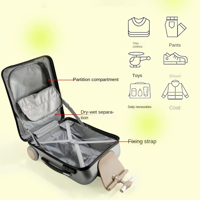 子供用スーツケース、シート付きデザイン、多機能ベビーカー型スーツケース、乗って座れる、機内持ち込み可能、旅行用子供用荷物
