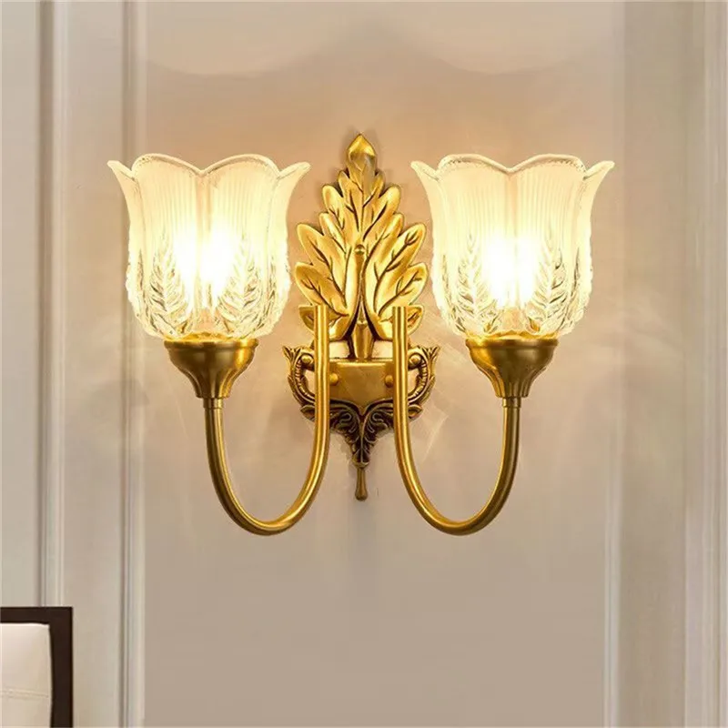 OUFULA Contemporary Brass Wall Lamp American Retro LED Living Room Bedroom Study Room Hotel Villa Model Room Hall Way Aisle Ligh