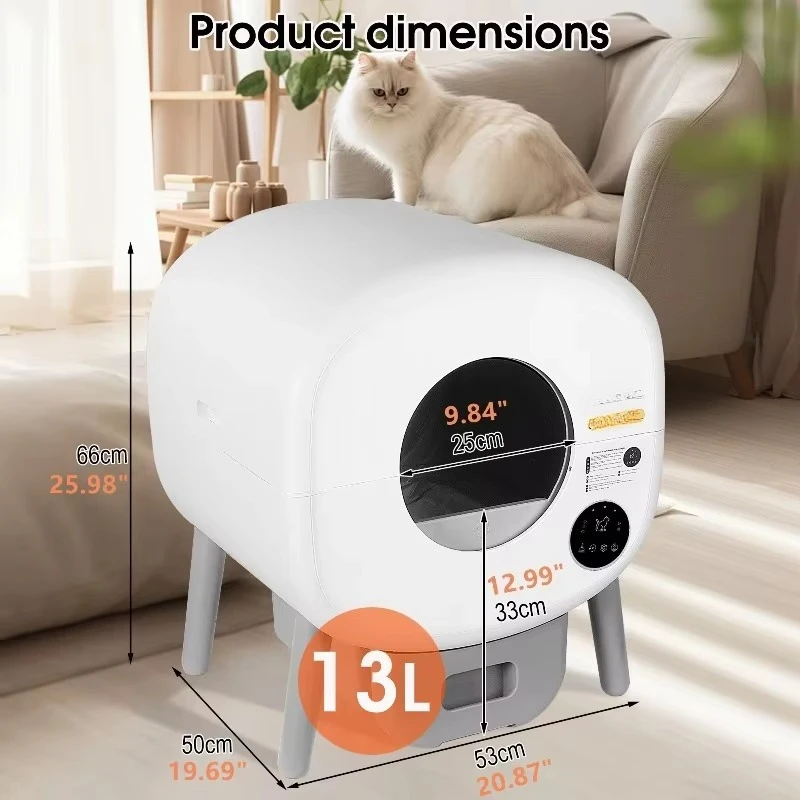 Automatic Smart Cat Litter Box Large Capacity PP Self-Cleaning Litter Box Infrared/Gravity/Ambient Light Function (Model B)