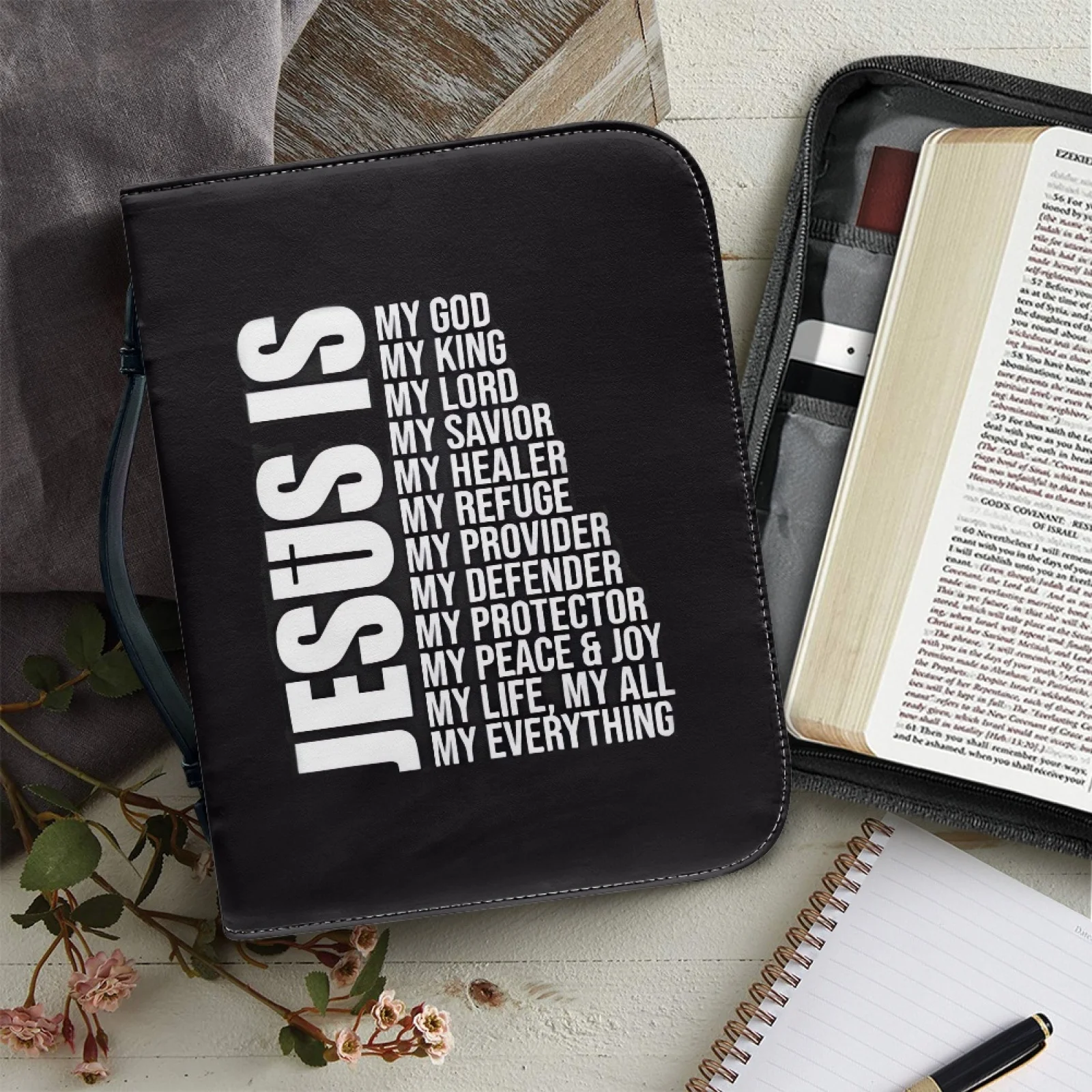 Custom Your Image Print Leather Bible Bag for Women Men Handle Handbags Bible Hymns Bible Cover Case Carrying Bible Storage Bags