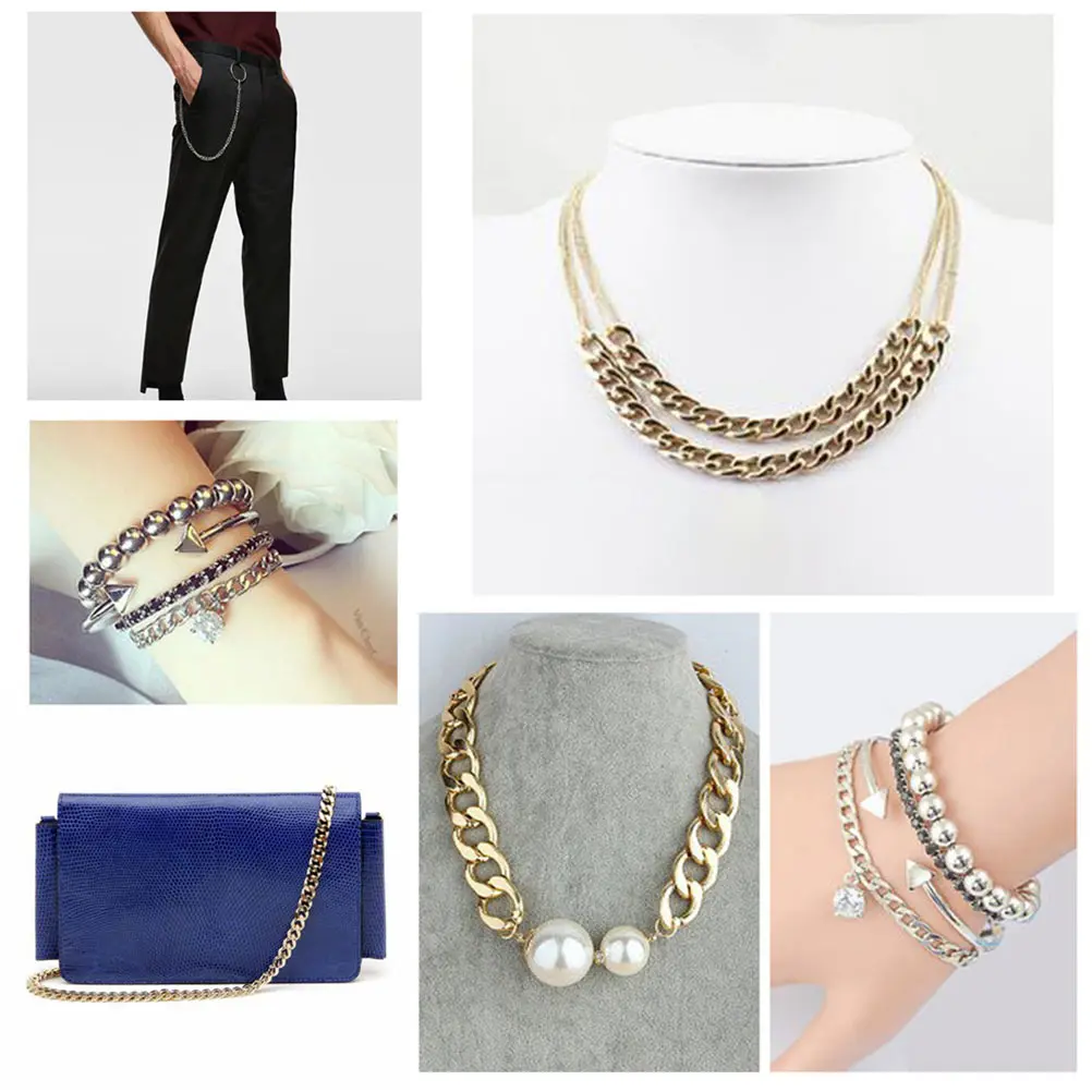 

2 Rolls Metal Chain DIY Necklace Links Aluminum Curb Chains for Jewelry Making Necklace Bracelet Accessories Craft Supplies