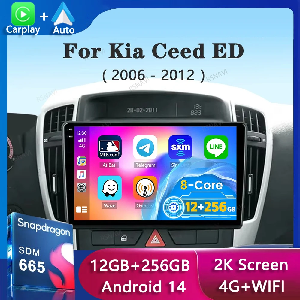 

Android 14 Carplay Auto Car Radio For Kia Ceed ED 2006-2012 Multimedia Video Player Navigation GPS 4G+WIFI Stereo BT No 2din DVD