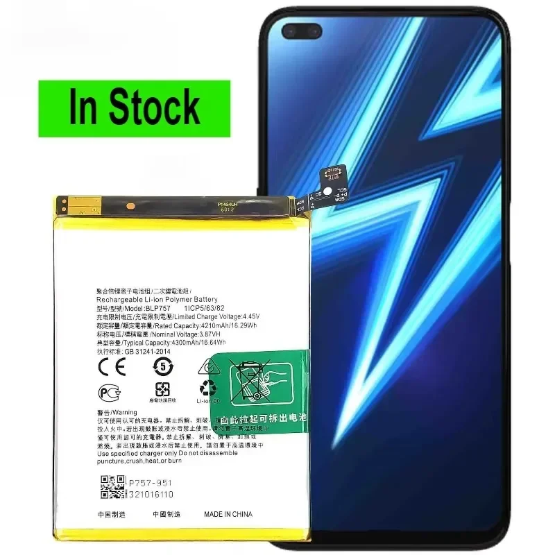 New BLP757 3.87V 4300mAh Replacement Mobile Phone Battery for Oppo Realme 6 6i 6pro 6s India Batteries