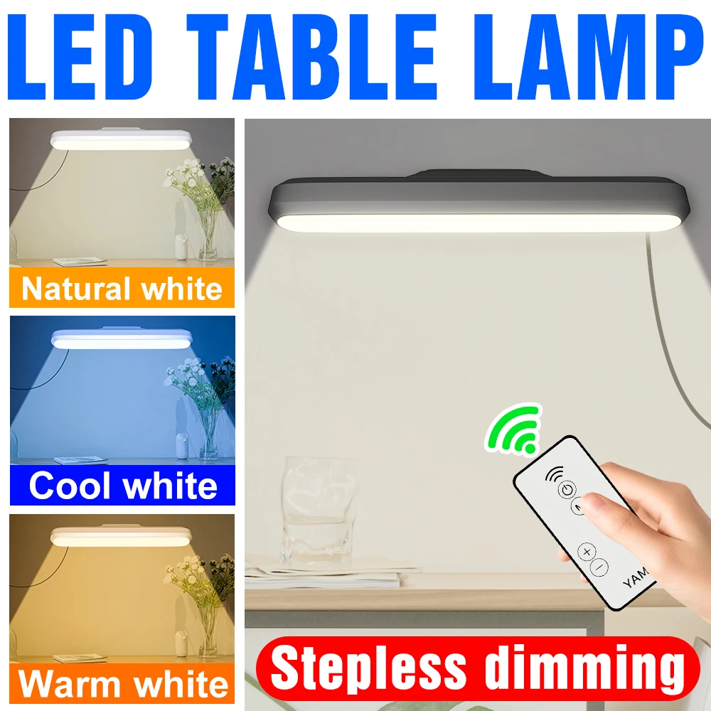 LED Table Lamp Hanging Magnetic Desk Light Bedroom Nightlight Rechargeable Dimmable 3 Colors Office Study Reading Eye Protection