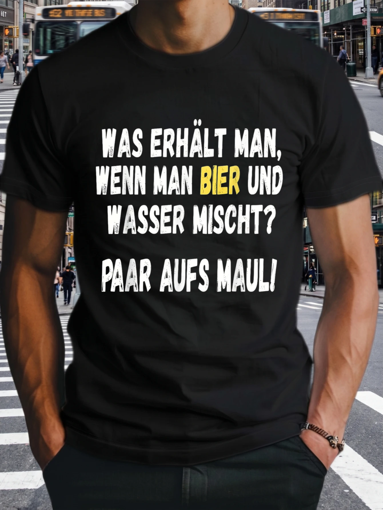 1 Stück 100% Baumwolle Unisex T-Shirt mit Aufdruck „Was man bekommt, wenn man Bier und Wasser auf dem Mund mischt“, O-Ausschnitt, kurze Ärmel, Übergröße, bequeme Freizeitkleidung, maschinenwaschbar.
