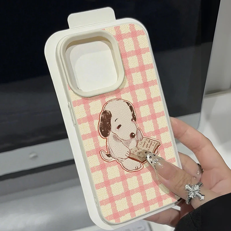 Cute Vintage Book Dog Litchi Pattern Phone Case for Samsung Galaxy A56 A55 A53 A54 A36 A15 A16 5G S23 S23 S24 Ultra S25 FE Cover