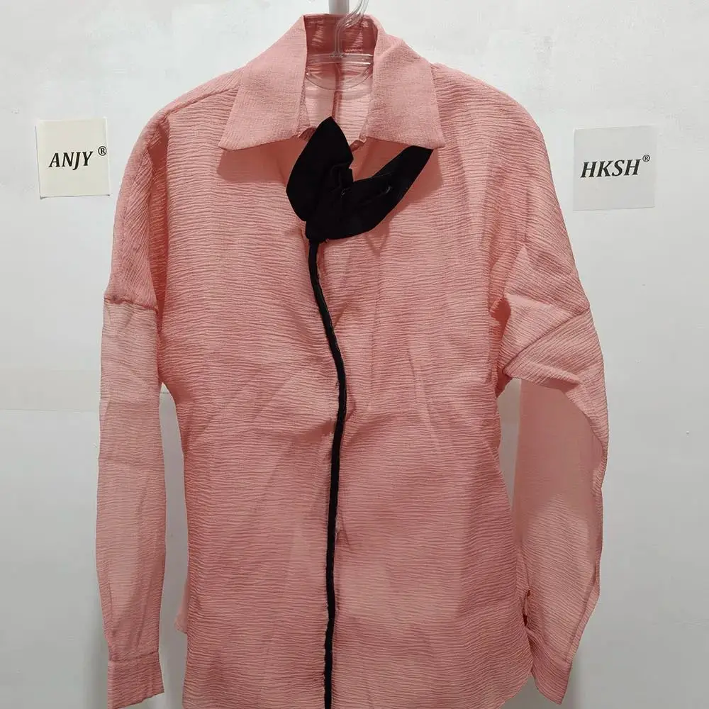 HKSH Herfst Nieuwe Vrouwen Trendy Shirt Lantaarn Mouw Patchwork Contrast Kleur High Street Elegante Zachte Mode Casual Tops HK8946