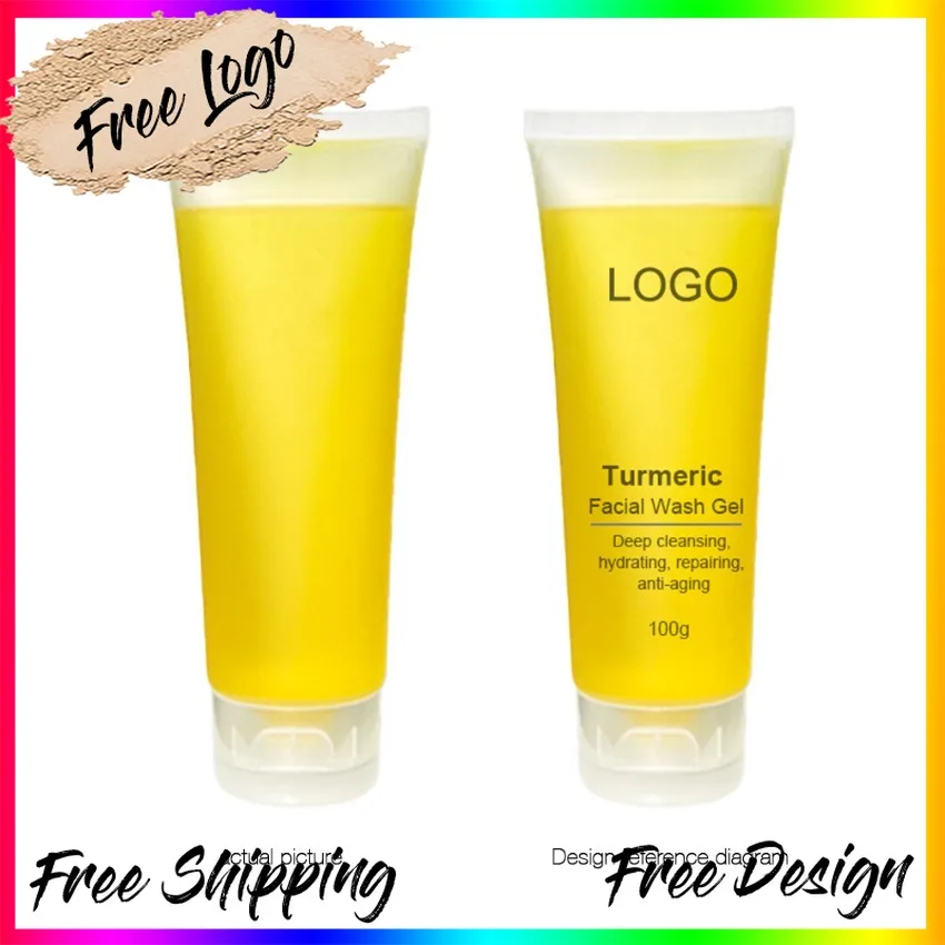 

Private Label 100g Turmeric Facial Wash Gel Deep Cleaning Gentle Hydrating Repairing Anti-aging Nourishing Facial Cleaner Bulk