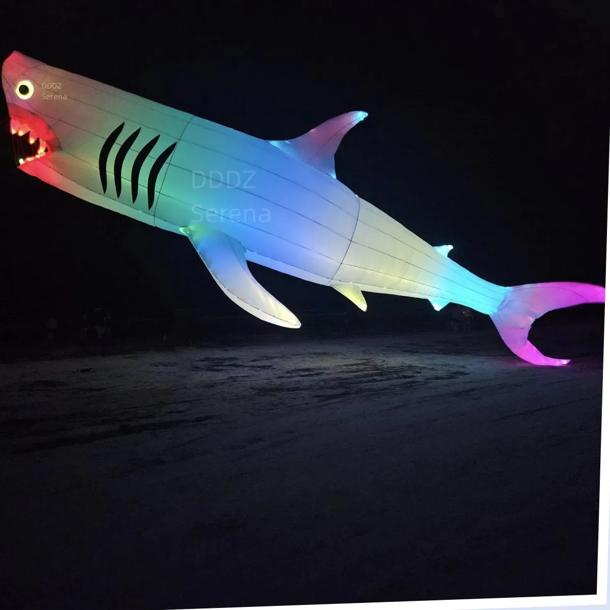 DDDZ LED Giant 18M Shark Zachte Opblaasbare Hanger show kite ripstop nylon Lijn Wasserij voor Volwassenen met ronde hoek LED