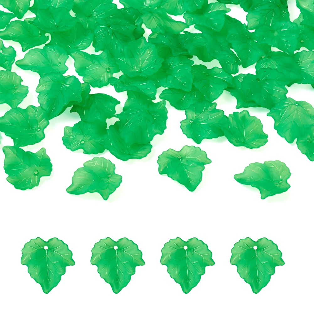 100pc Frosted Transparent Acrylic Grape Leaf Pendants For DIY Jewelry Accessories Finding Making Necklaces Bracelet Earring