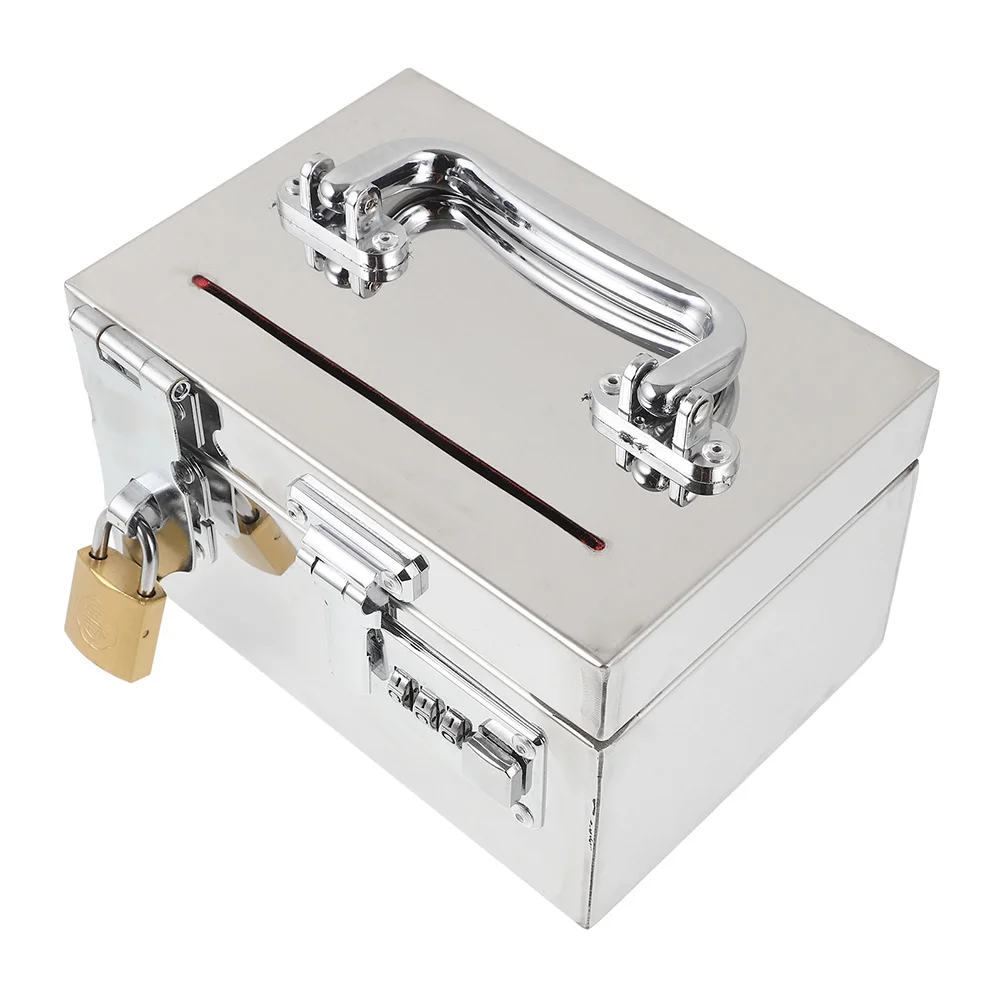 

Stainless Steel Savings Box with Password Lock Large Capacity Metal Cash Jar for Adults Home Office Decor