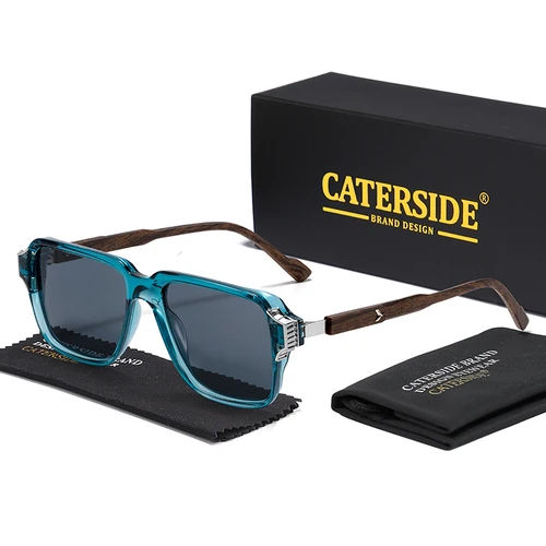 CATERSIDE, gafas de sol polarizadas Vintage para hombre, montura cuadrada, diseño de decoración de Metal, gafas de sol de policarbonato, gafas de conducción para mujer