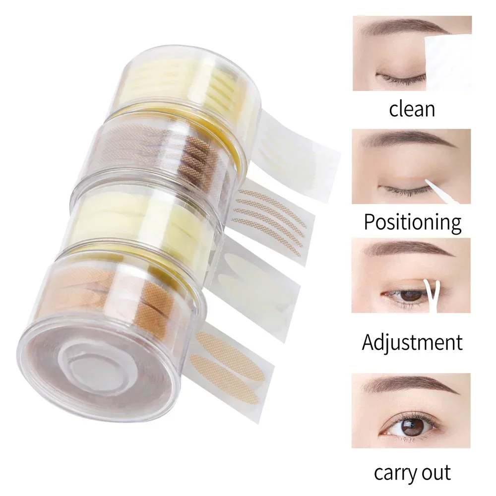 Przezroczyste Szare Beżowe Duże Oczy Niewidoczna Koronka Siatka Włókno Samoprzylepne Naklejki na Powieki Taśma do Powiek Podwójnych Naklejki do Makijażu