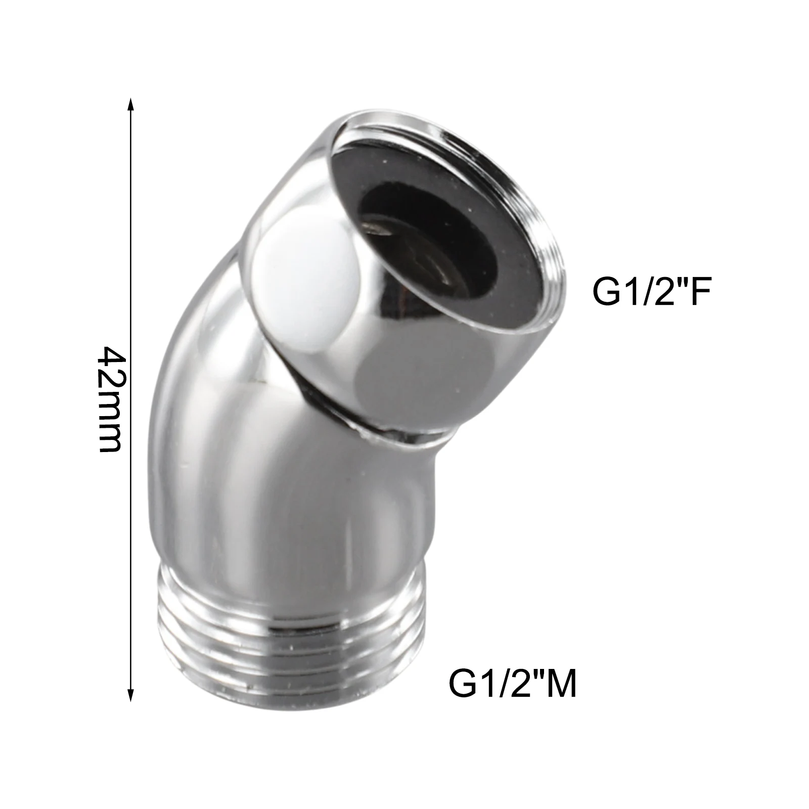 Chrome 135 Degree Shower Elbow Adapter Stainless Steel Hand Shower Head Connector For Top Spray Hose Bathroom Plumbing Fitting