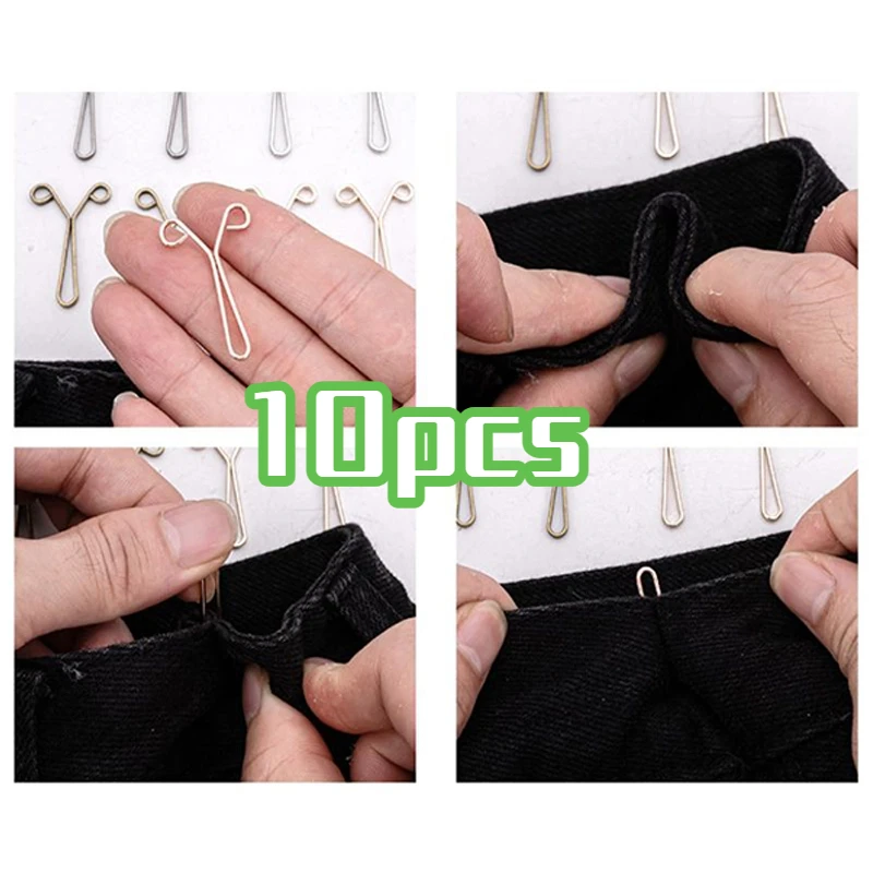 

10pcs No Trace Tighten Waist Buckle U-shaped Snap Button Jeans Buttons Detachable Pants Clips Clothing Accessories Tool