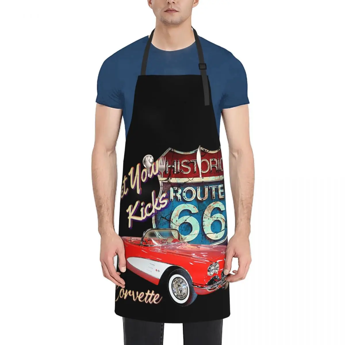 1956 Chevy-Bel Air Car Street Hot Rod Antique - Route 66 Aprons Chef Cooking Cuisine Tablier Bib Kitchen Cleaning Pinafore