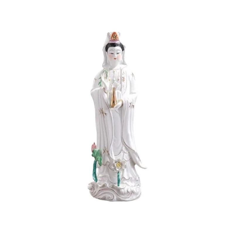 Picture 6: Ceramic South Sea Guanyin Bodhisattva Standing Statue Handmade Sculpture Home Decoration