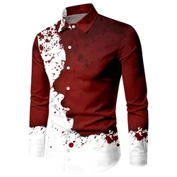 Abstract Side Face Print Men's Shirts Casual Single-Breasted Blouses Long Sleeve Shirt Streetwear Lapel Tops Trend Men Clothing