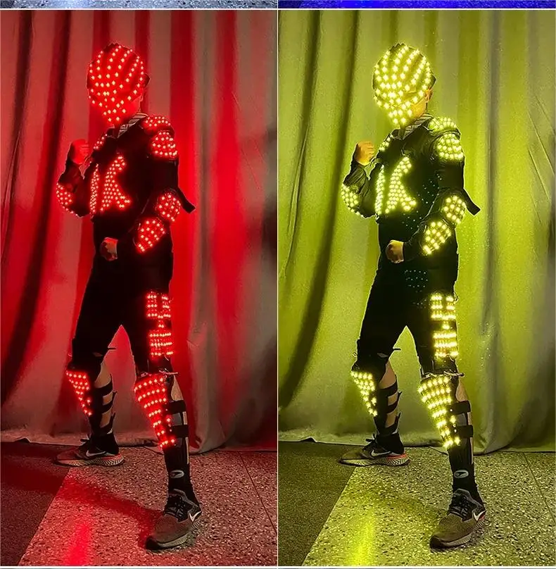 Vêtements LED Shoous pour Homme, Armure Lumineuse, Casque de Crâne, Spectacle de brevsur Scène, Habillage de Robot