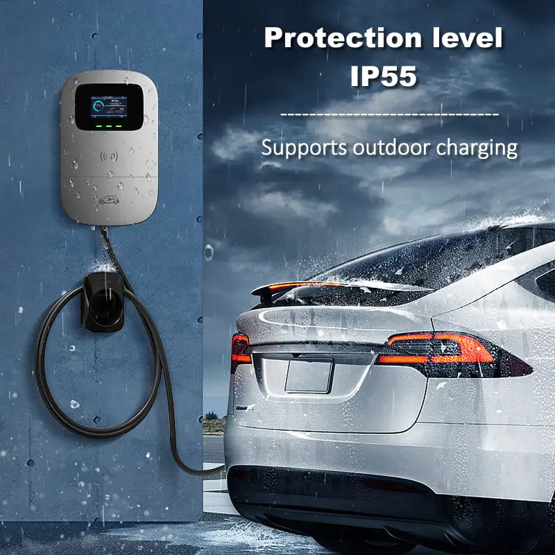 JIGU 32A 7.6KW GBT Electric Vehicle Car Charger WiFi EVSE Wallbox 11KW 22KW GB/T Charging Station Cable APP Control EV Charger