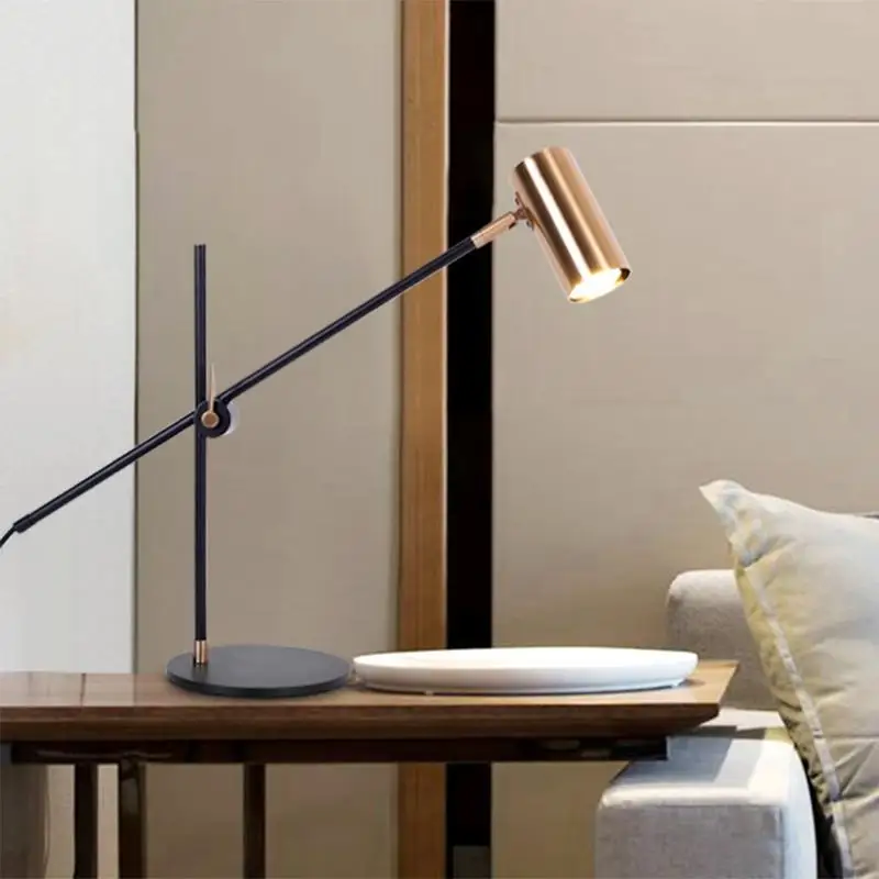 Imagem -03 - Led Long Rod Desk Lamp com Rocker Arm Iluminação Simples Abajur Lamp Nórdico Criativo Decorativo Hotel Sala de Estar Quarto