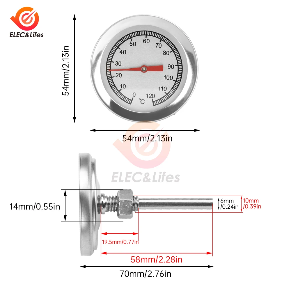0-500 ℃   0-120 ℃   เครื่องวัดอุณหภูมิเตาอบสแตนเลสขาตั้งหน้าปัดขนาดใหญ่อบาร์บีคิวทําอาหารเนื้อสัตว์การวัดอุณหภูมิอาหารในครัวเรือน