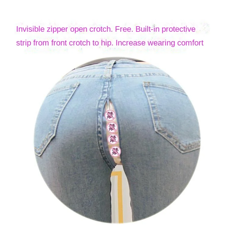 Pfirsich Hüfte Liebe Jeans Frauen unsichtbare offene Sitzhose Frauen Sommer dünnes Design Sinn Bootleg Hosen dünn abnehmen sexy Hosen