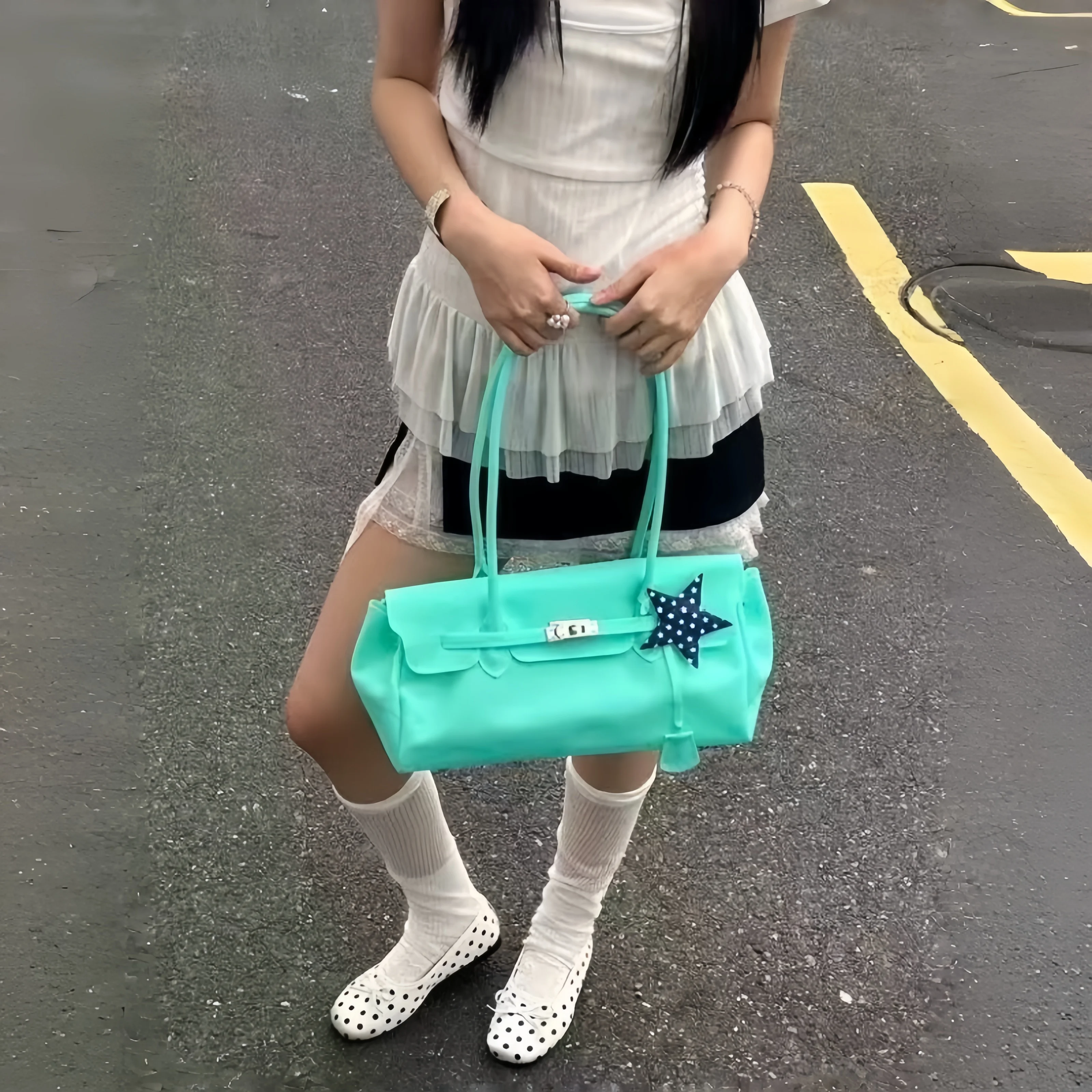 Y2k Big Large Transparent PVC Korean Designer Underarm Bag New 2026 Summer Jelly Women Handbags Candy Color Shoulder Tote Bags