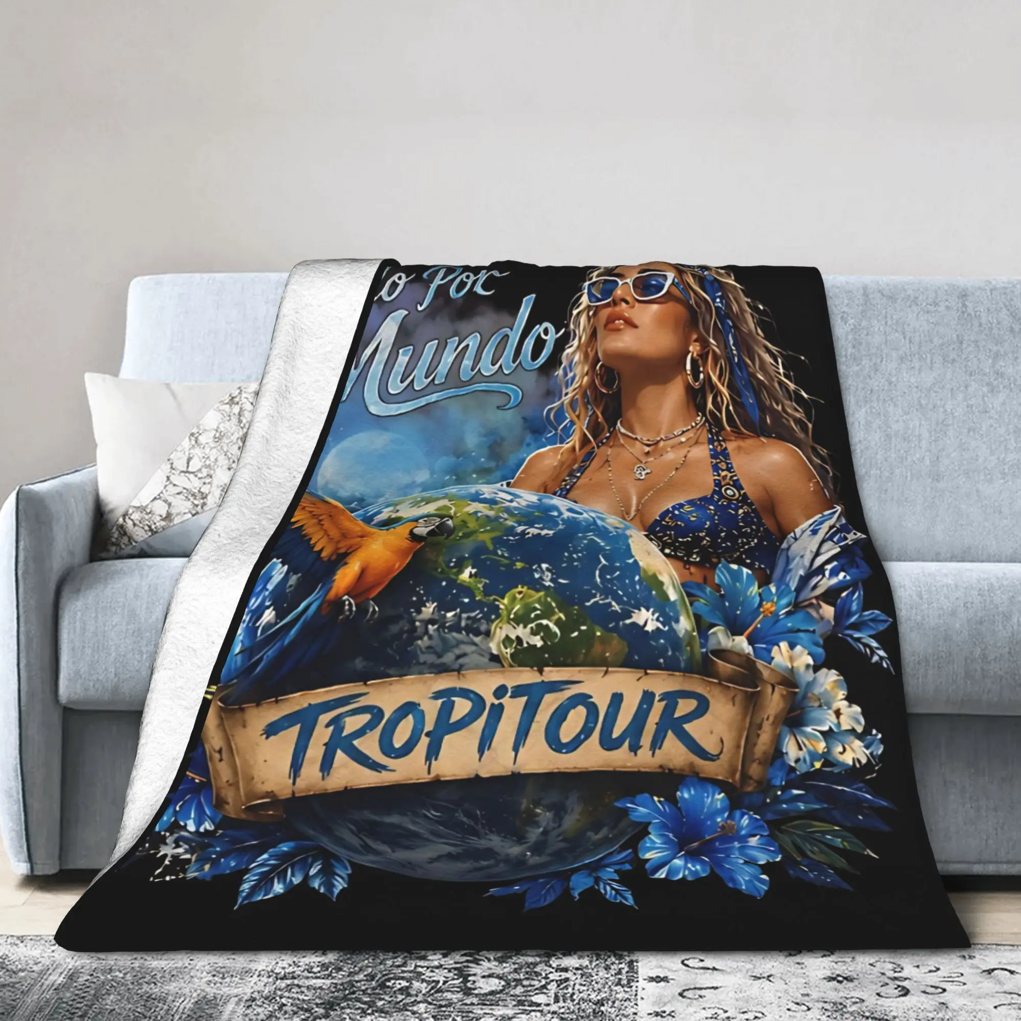 Karol G 2026 Tropitour Colorful Tropical  Blankets Velvet  Soft Throw Blankets for Bedroom Sofa Bed Rug