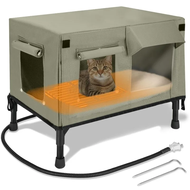 

New outdoor heated cat house heated winter stray cat sanctuary