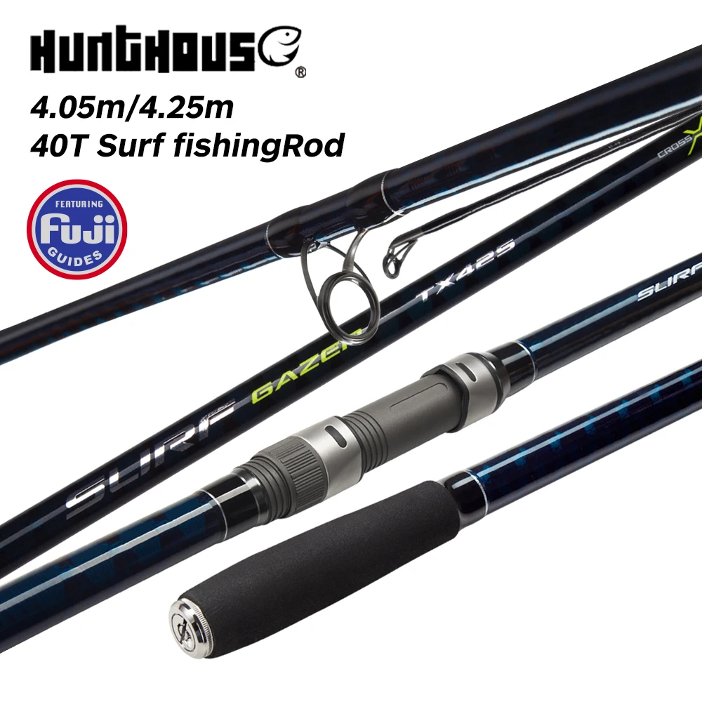Hunthouse Surf Gazer Spinning Angelrute 40T Long Cast Surfcasting Beach Fuji Guide Kohlefaser 4,05 m 4,25 m 3 Abschnitte Fisch