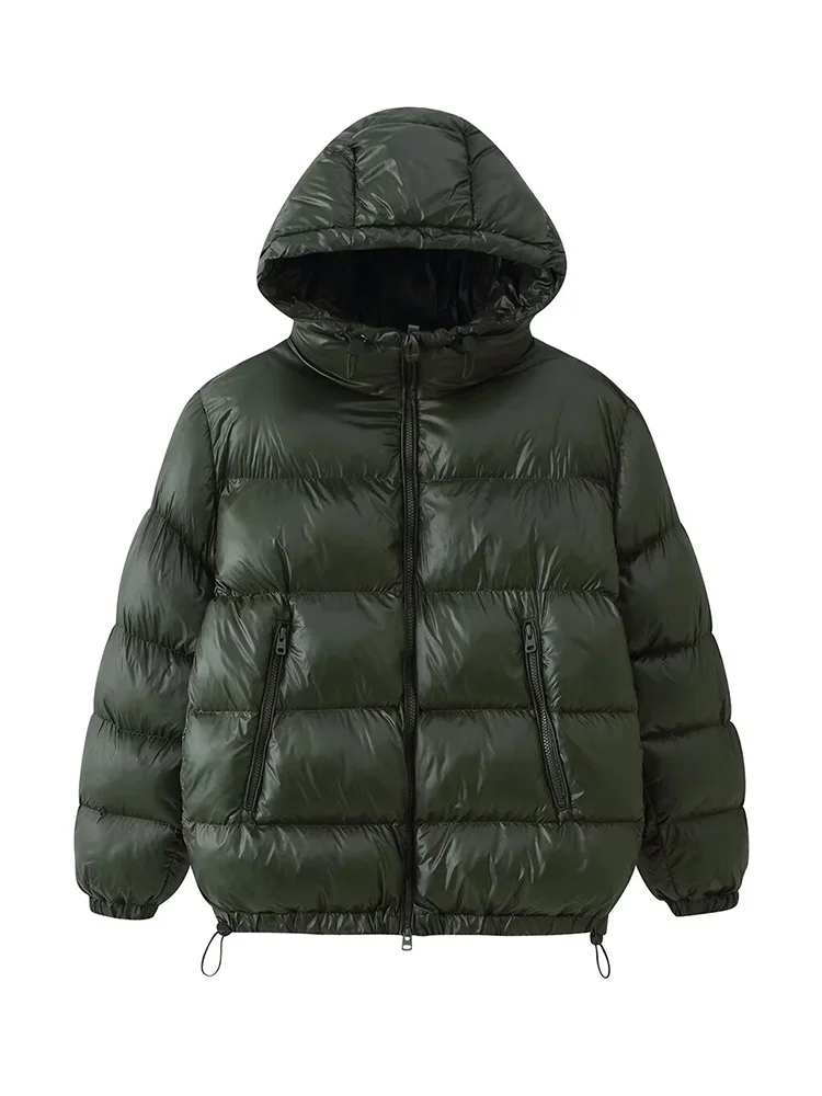 HH femme mode manches longues poches solides fermeture éclair veste à capuche hiver femme décontracté cordon pain coton rembourré veste